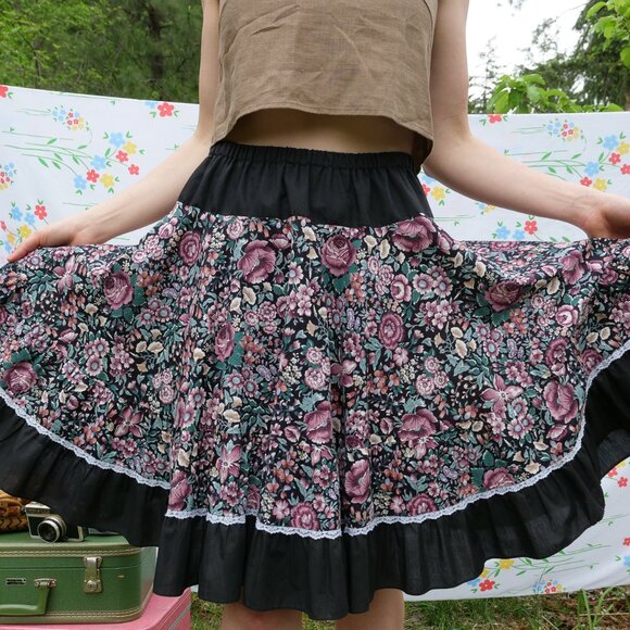 Vintage 1970s Square Dance Skirt 70s Handmade Square Dancing Costume Full Skirt - Picture 5 of 16